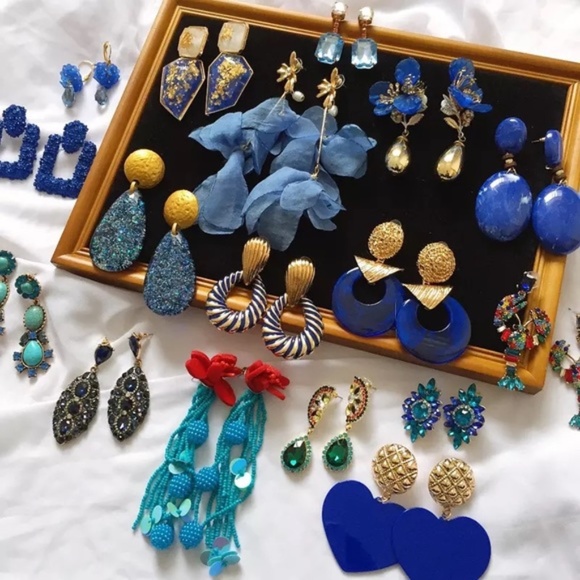 Zara Chunky Chandelier Gold Black Zebra Earrings Pin - Picture 3 of 5